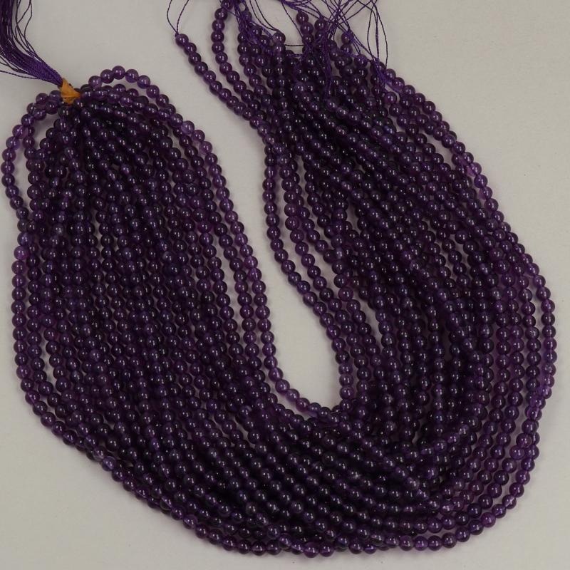 Gemstone Beads 4 mm, Ametisth Round Smooth,