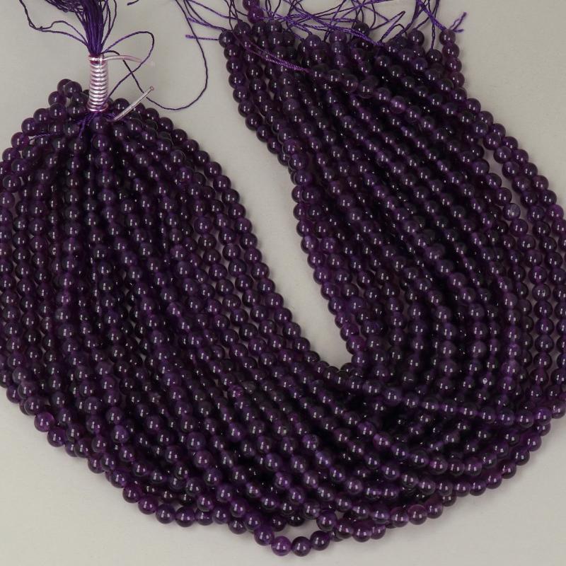 Gemstone Beads 6 mm, Ametisth Round Smooth,