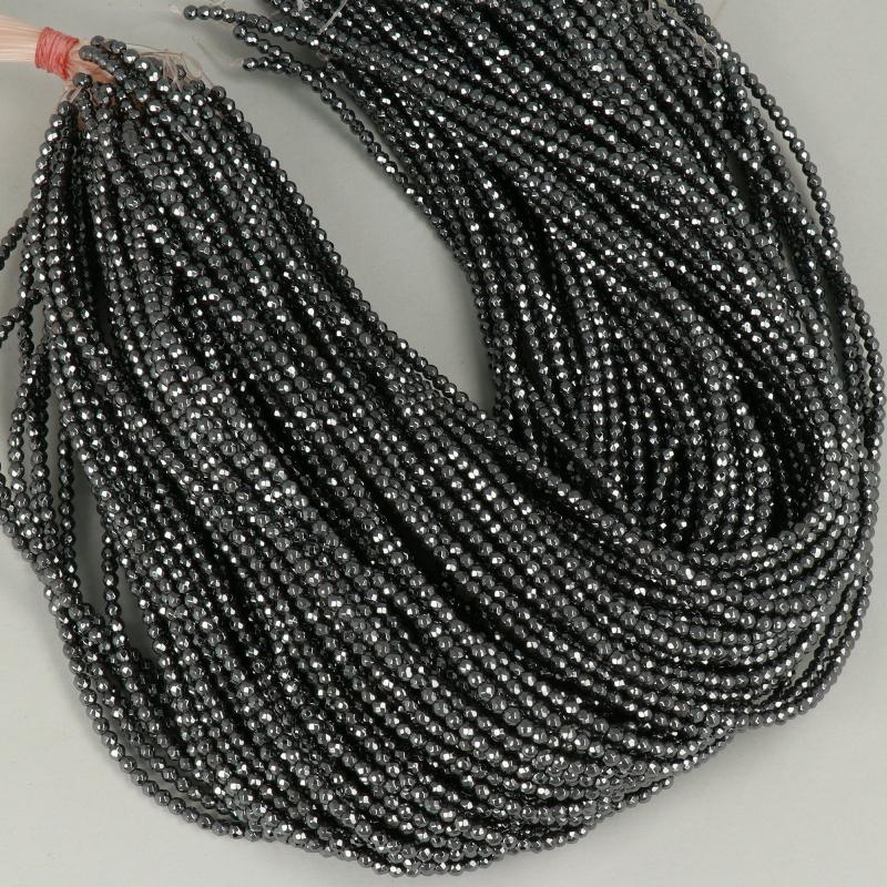 Gemstone Beads 3 mm, Hematite Round Faceted,