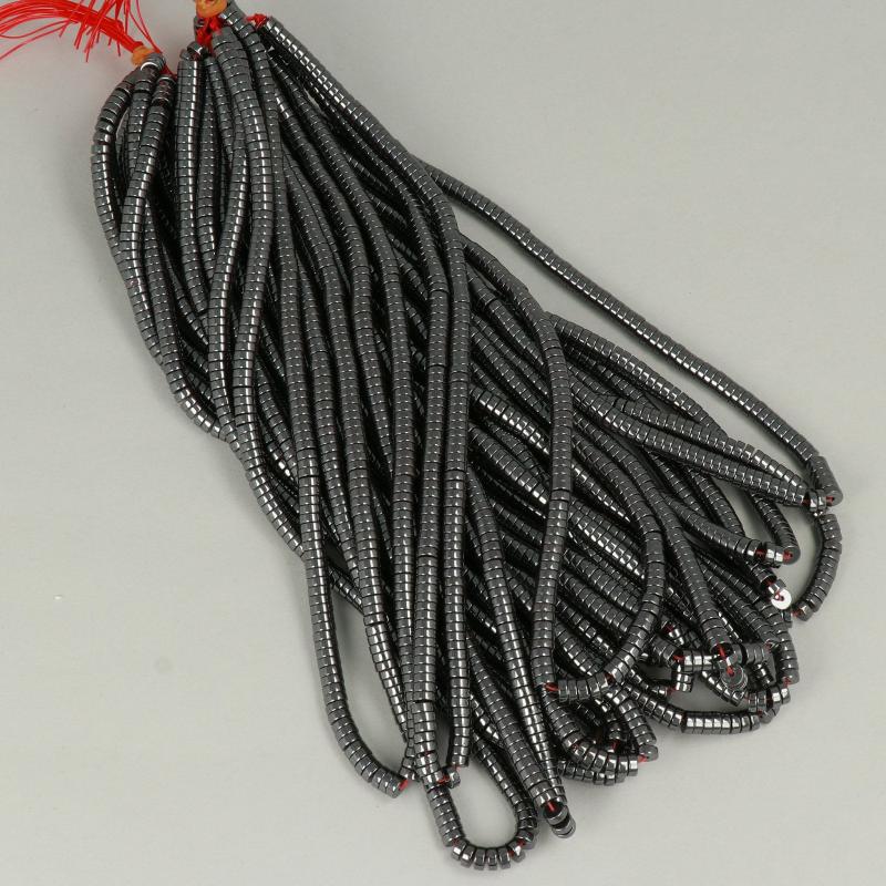 Gemstone Beads 5x2 mm, Hematite Heishi,