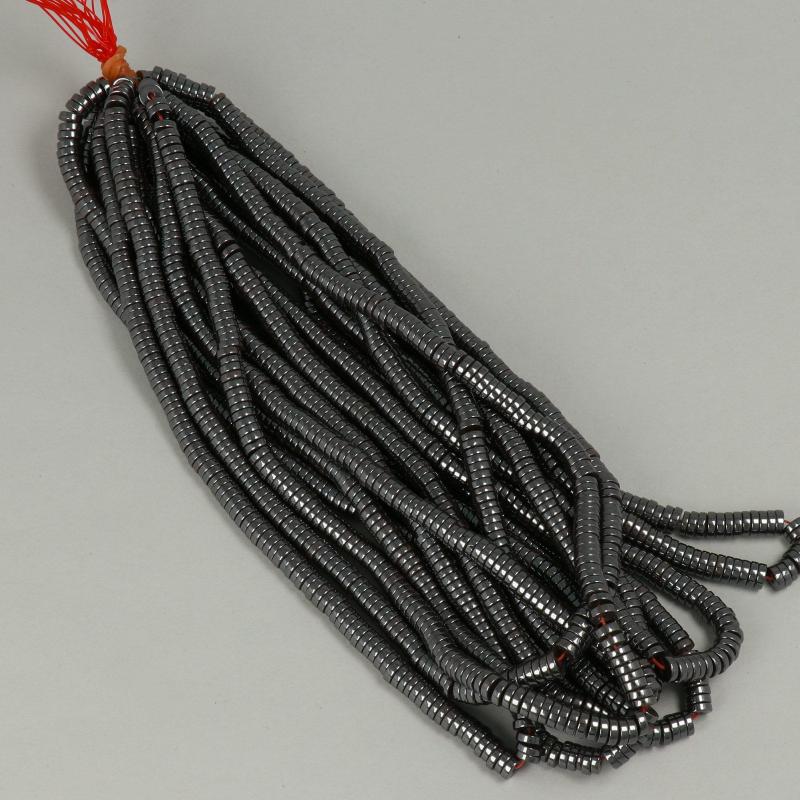 Gemstone Beads 6x2 mm, Hematite Heishi,
