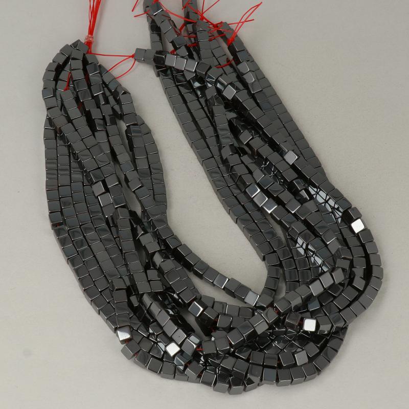 Gemstone Beads 6 mm, Hematite Cube Smooth,
