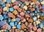 30 pcs Ginko Beads 7.5x7.5x3.4 mm, 2 Holes, Mix Bronze Green, Czech Glass