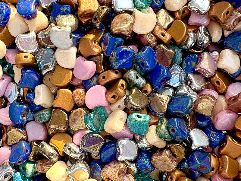 30 pcs Ginko Beads 7.5x7.5x3.4 mm, 2 Holes, Mega Mix, Czech Glass