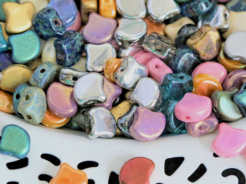 30 pcs Ginko Beads 7.5x7.5x3.4 mm, 2 Holes, Mega Mix, Czech Glass