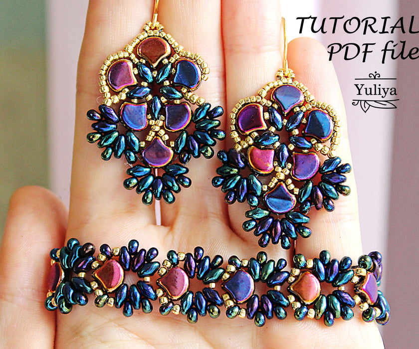 PDF Tutorial Jewelry Set “Flora” (with earrings)