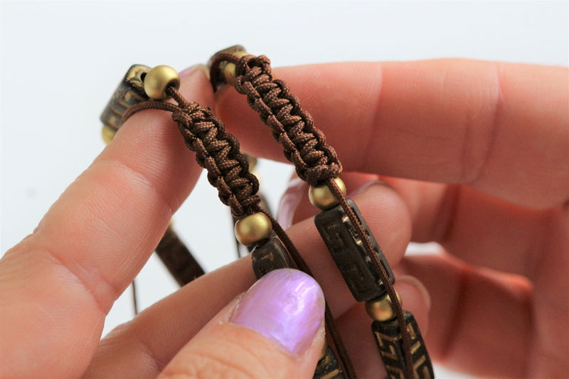 DIY Sliding Clasp Bracelet Kit using multi-colored Celtic Block Beads and Pony Pressed Beads with gold accents.