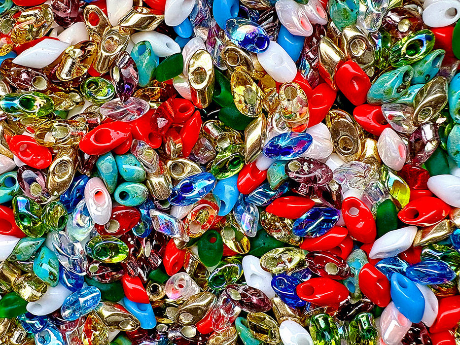 10 g Long Magatama Beads 4x7 mm, Mix, Miyuki Japanese Beads