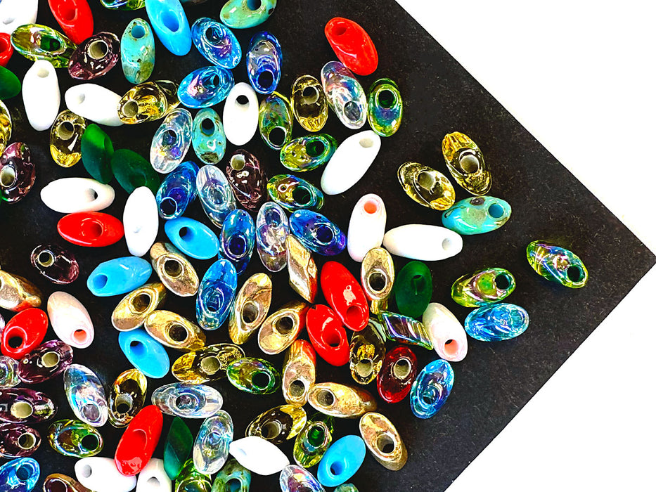 10 g Long Magatama Beads 4x7 mm, Mix, Miyuki Japanese Beads