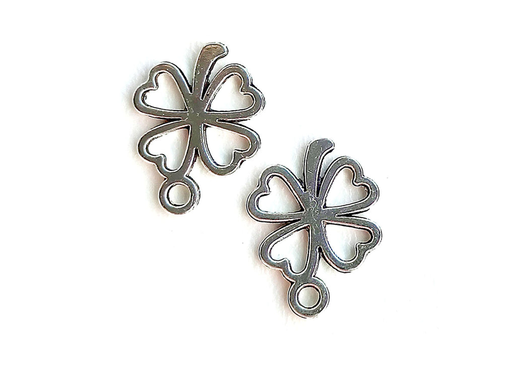 2 pcs Clover Charms Lucky Four Petals Clover 17x12 mm, Metal