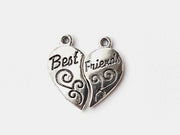 Set Silver Color Pendants Best Friends Jigsaw Puzzle Piece Heart 23x12 mm, 2 Holes, Metal