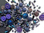 35 g Glass Bead Mix , Magic Blue Violet Gray, Czech Glass