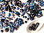 35 g Glass Bead Mix , Magic Blue Violet Gray, Czech Glass
