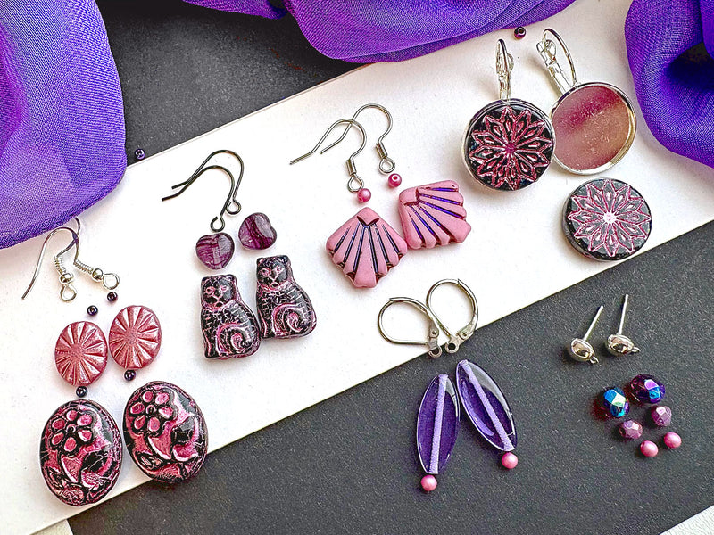 35 g Glass Bead Mix , Plum Wine, Czech Glass