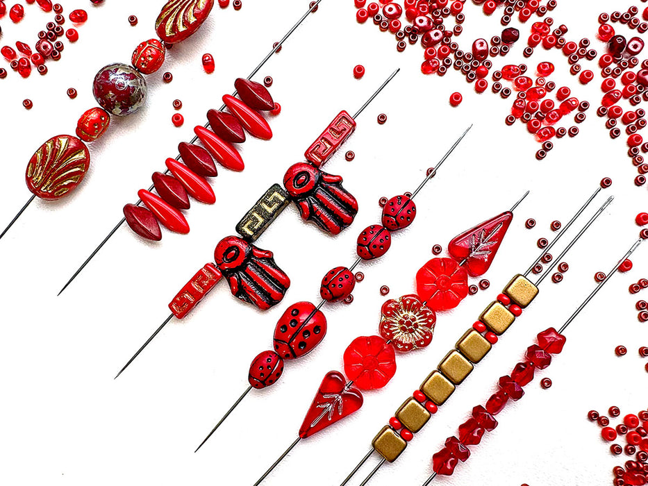 35 g Glass Bead Mix , Fiery Sunset, Czech Glass