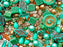 35 g Glass Bead Mix , Light Green Sea, Czech Glass