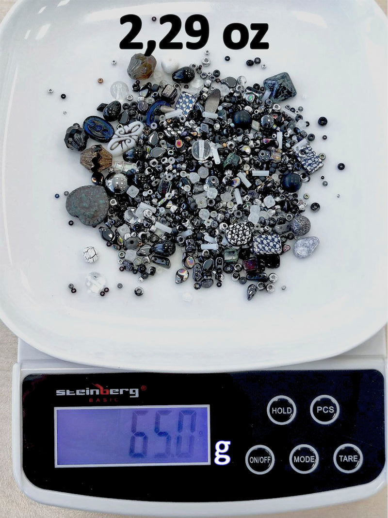 65 g (2,29 oz) Unique Mix of Czech Glass Beads for Jewelry Making, Beads & Bead assortments. Table Cut, Pressed Beads, Matubo, Rocailles et al. Mixed Shapes and Size, Composition Underground Treasure