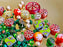 65 g Unique Mix of Czech Glass Christmas Beads for Jewelry Making , Red Green, Czech Glass