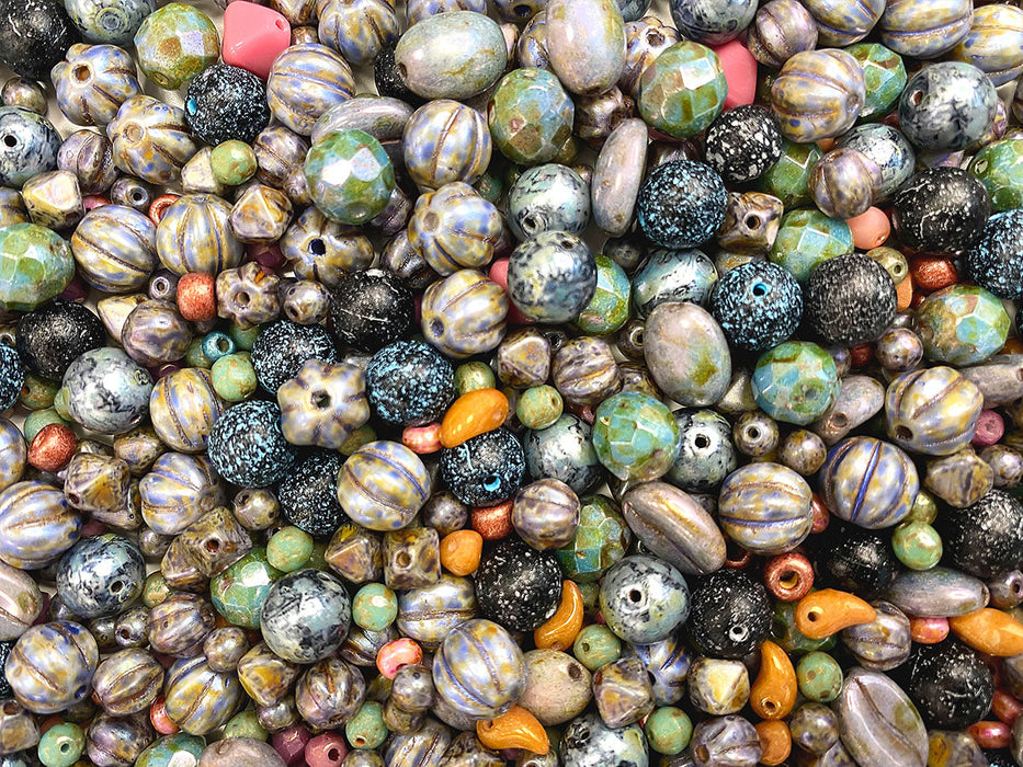 Exclusive Multicolored Czech Glass Beads Mix 1 mm, Illusion of Nature, Czech Glass