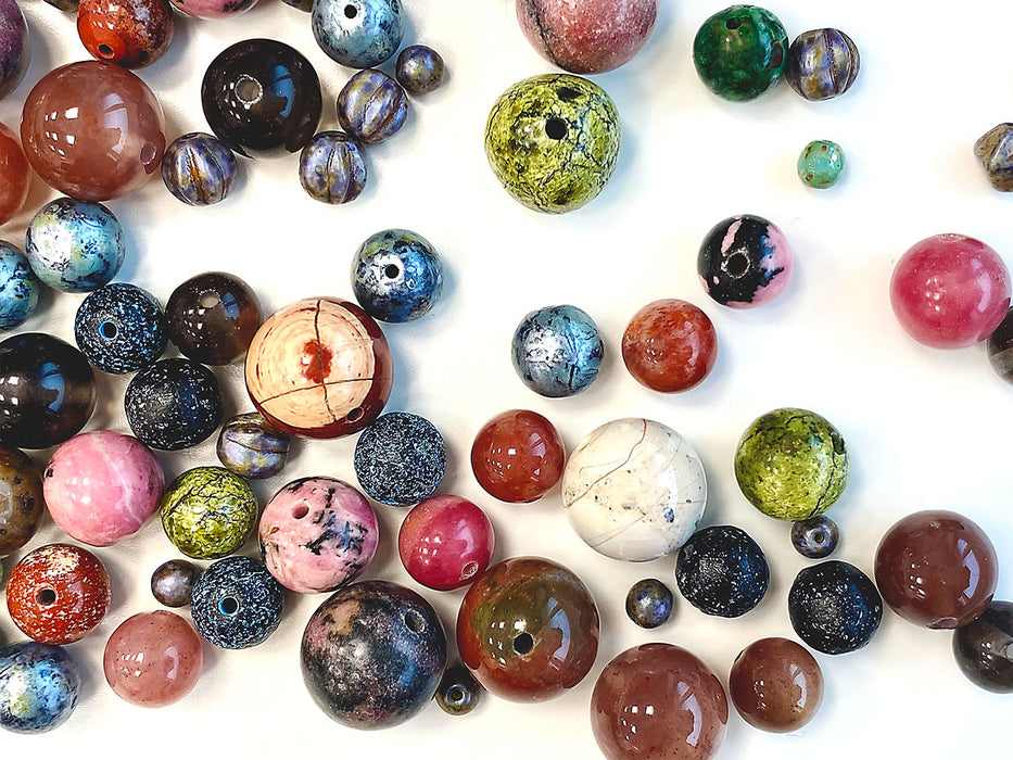 65 g Exclusive Multicolored Czech Glass Beads Mix, Stone Inspiration, Czech Glass