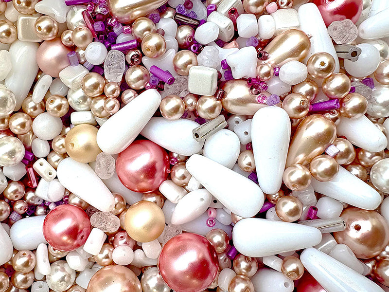 Exclusive Multicolored Czech Glass Beads Mix , Pink Cloud, Czech Glass
