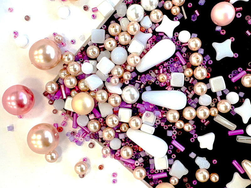 65 g Exclusive Multicolored Czech Glass Beads Mix , Pink Cloud, Czech Glass