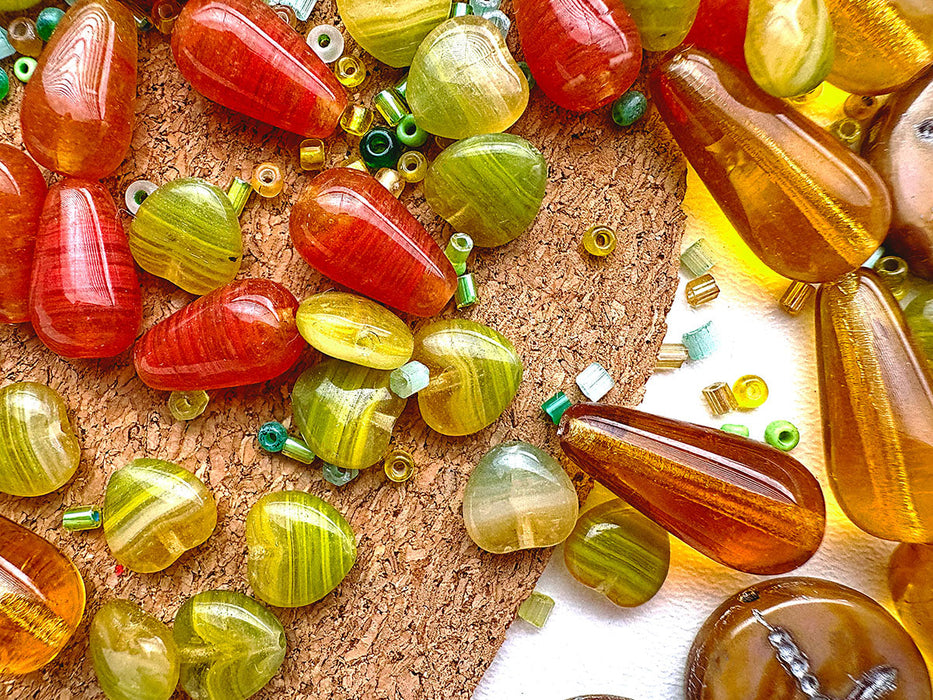 65 g Exclusive Multicolored Czech Glass Beads Mix , Amber Dreams, Czech Glass