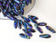 25 pcs Dagger Beads 5x16 mm, Jet AB Stripes, Czech Glass