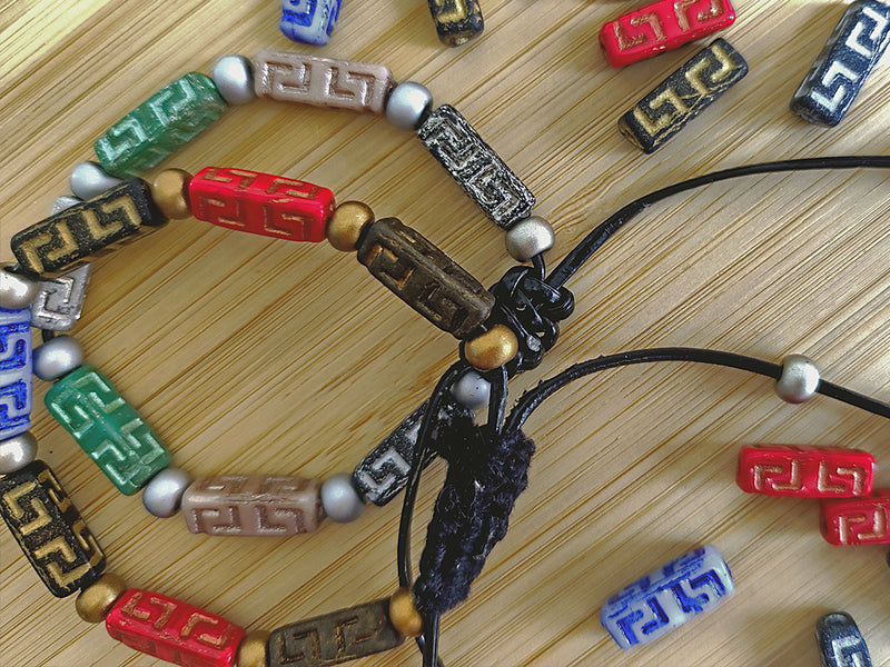 15 pcs Celtic Block Beads 15x5 mm, Mix, Czech Glass