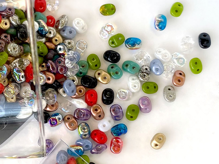 20 g 2-hole SuperDuo™ Seed Beads, 2.5x5mm, Mix, Czech Glass