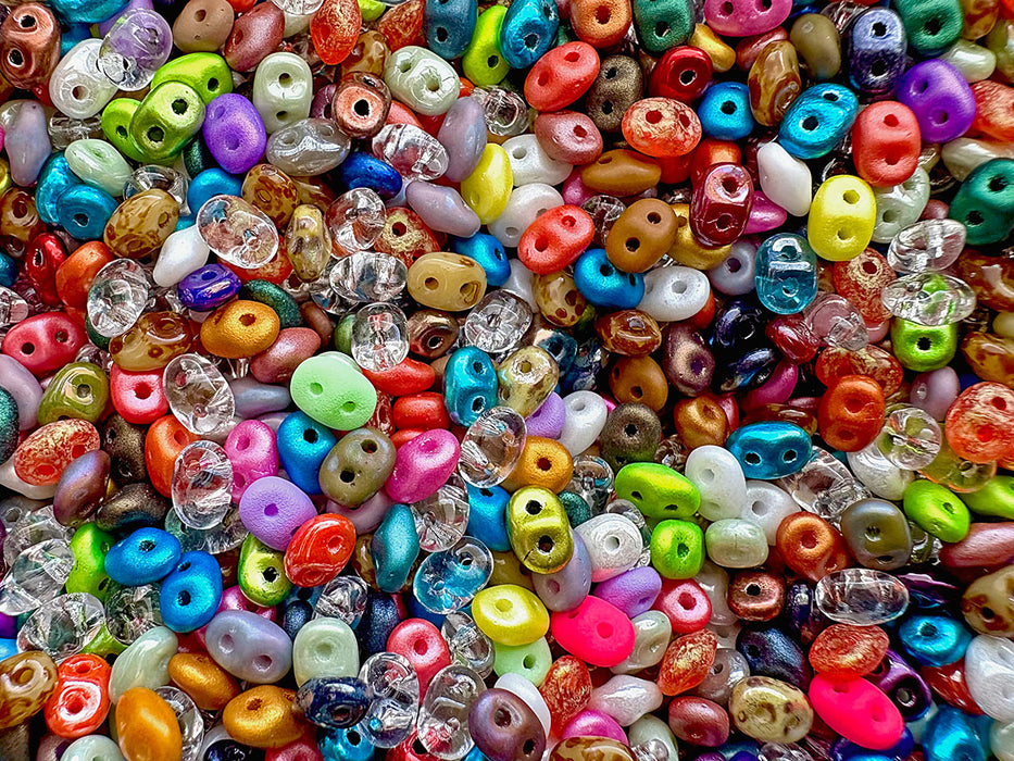 20 g 2-hole SuperDuo™ Seed Beads, 2.5x5mm, Mix, Czech Glass