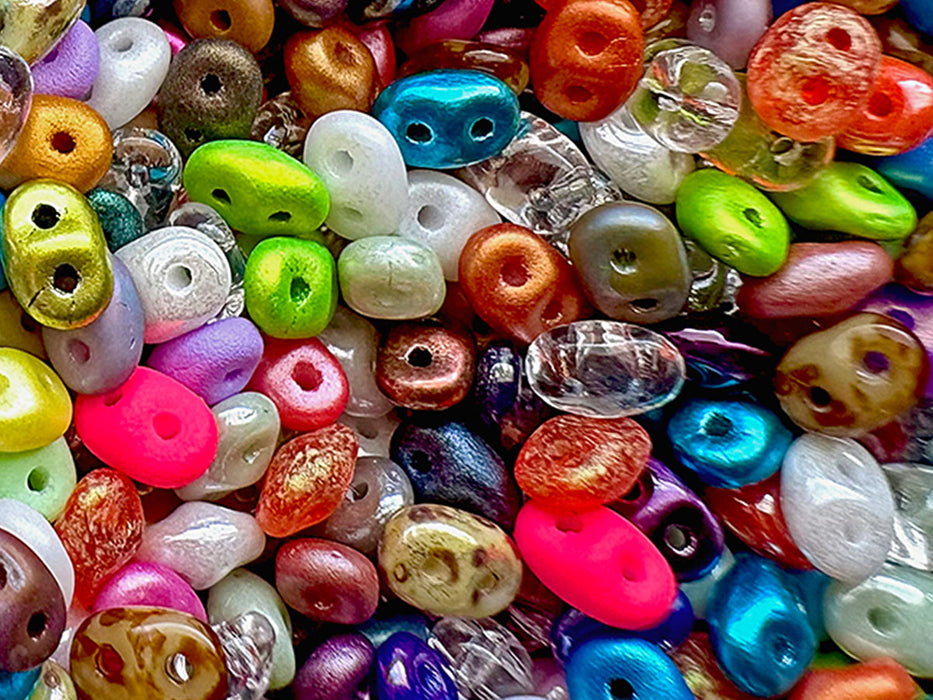 20 g 2-hole SuperDuo™ Seed Beads, 2.5x5mm, Mix, Czech Glass