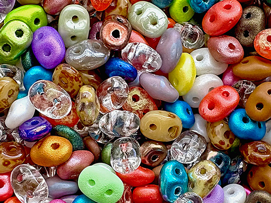 20 g 2-hole SuperDuo™ Seed Beads, 2.5x5mm, Mix, Czech Glass