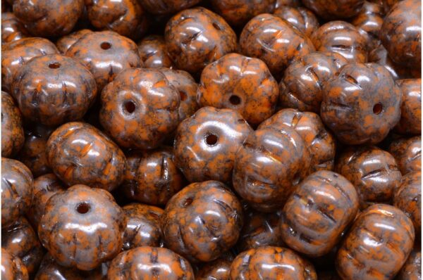 Pumpkin Beads 8x11 mm, Opaque Orange Terracotta Decor, Czech Glass