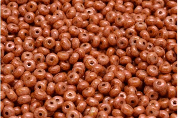 Rondelle Druck Beads 2.5x4 mm, Alabaster Herbs Spices Ginger, Czech Glass