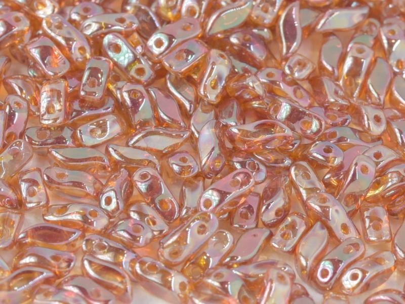 StormDuo® Beads 3x7 mm, 2 Holes, Crystal Full Apricot Medium, Czech Glass