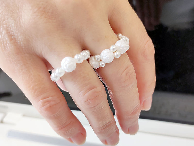 1 pc Set of Rosetta 2-hole Cabochons, Round Beads and Pendats , Pastel White and White Pearl, Czech Glass