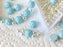 1 pc Set of Rosetta 2-hole Cabochons, Round Beads and Pendats , Alabaster Powder Turquoise and White Pearl, Czech Glass