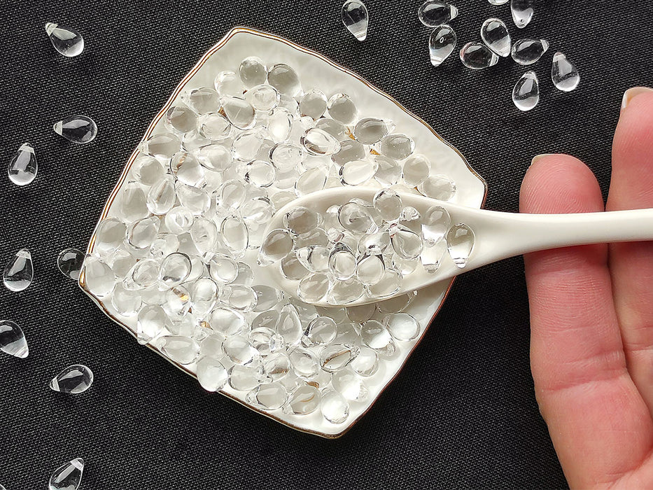 30 pcs Teardrop Beads 6x9 mm, Crystal Clear, Czech Glass