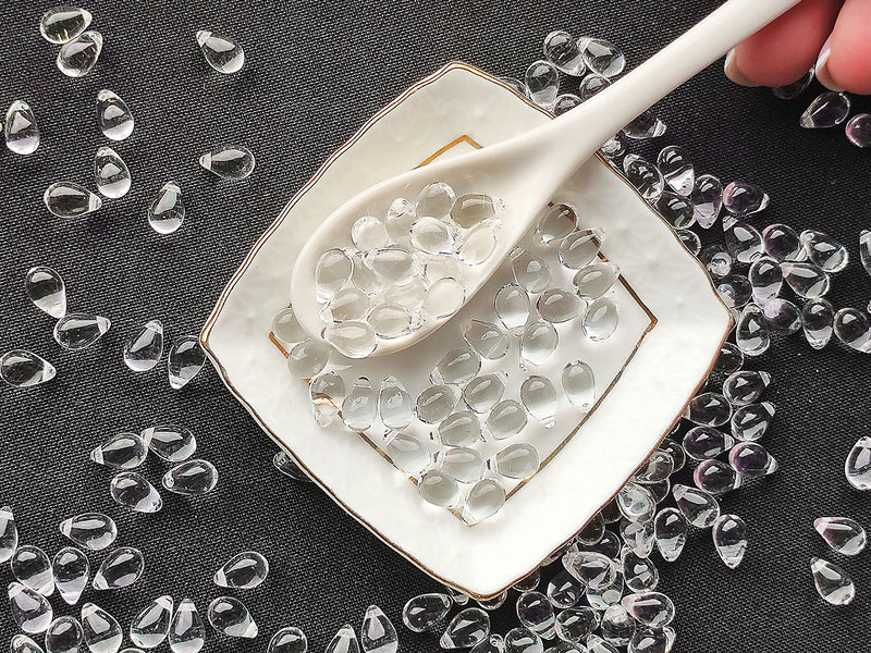 30 pcs Teardrop Beads 6x9 mm, Crystal Clear, Czech Glass