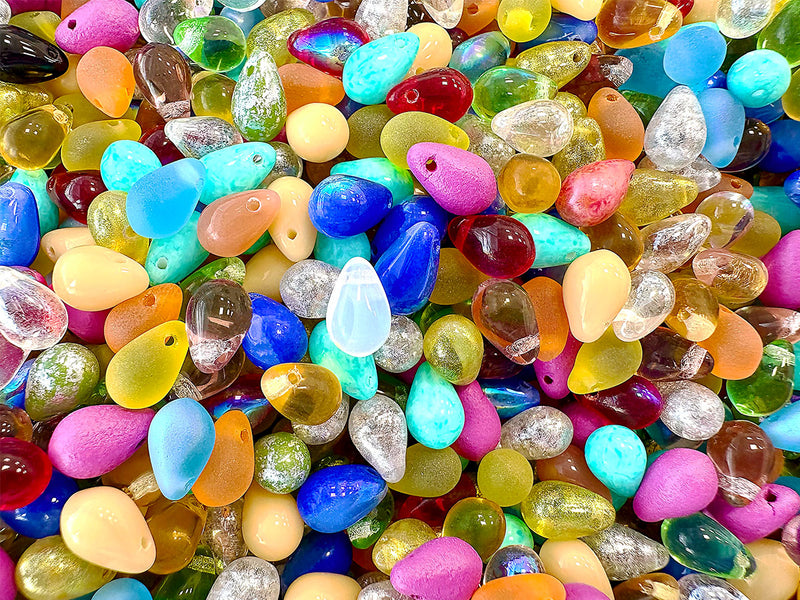 30 pcs Teardrop Beads 6x9 mm, Color Mix, Czech Glass