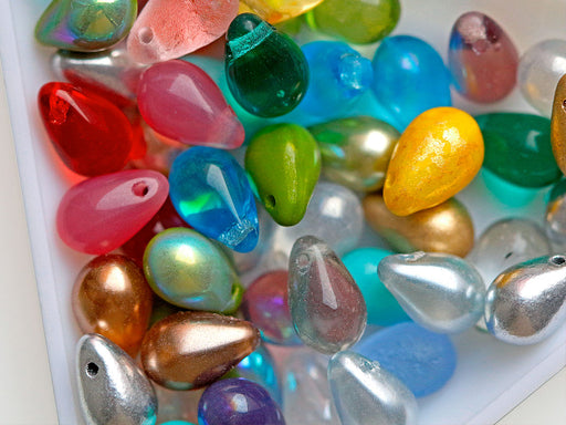 30 pcs Teardrop Beads 6x9 mm, Color Mix, Czech Glass