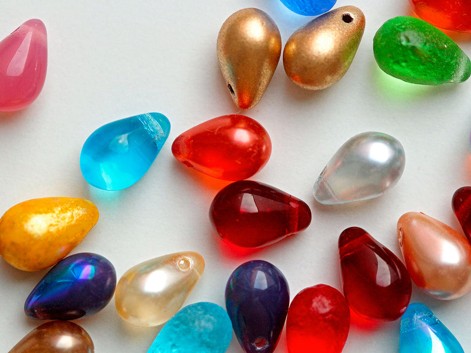 30 pcs Teardrop Beads 6x9 mm, Color Mix, Czech Glass