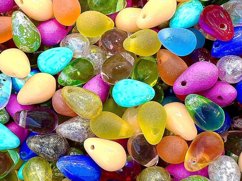 30 pcs Teardrop Beads 6x9 mm, Color Mix, Czech Glass