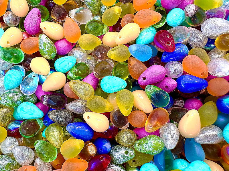30 pcs Teardrop Beads 6x9 mm, Color Mix, Czech Glass