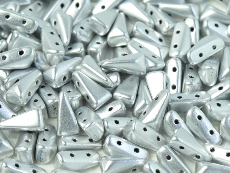 Vexolo® beads 5x8 mm, 2 Holes, Aluminum Silver, Czech Glass