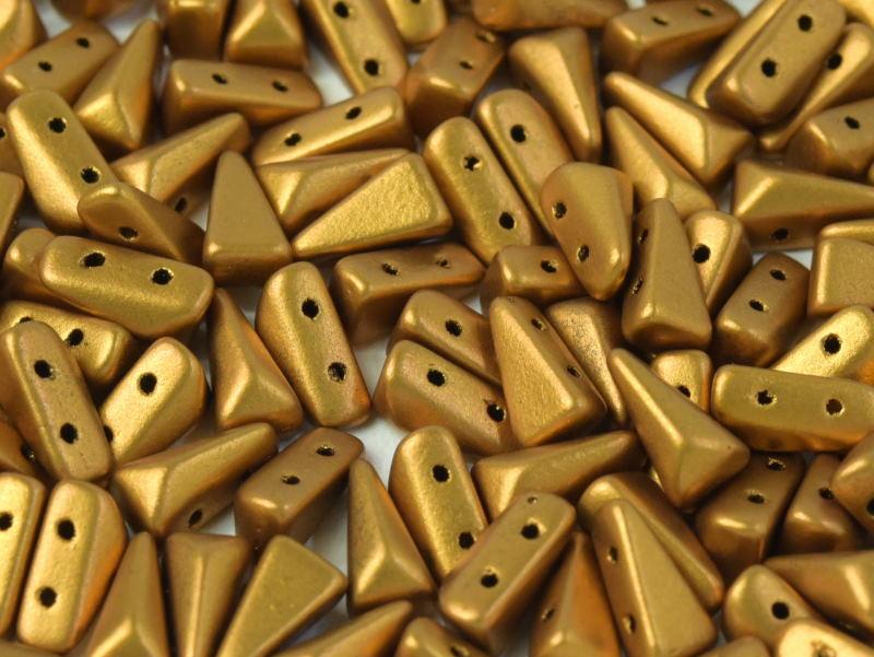 Vexolo® beads 5x8 mm, 2 Holes, Brass Gold, Czech Glass