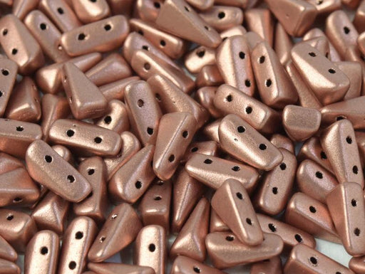 Vexolo® beads 5x8 mm, 2 Holes, Vintage Copper, Czech Glass