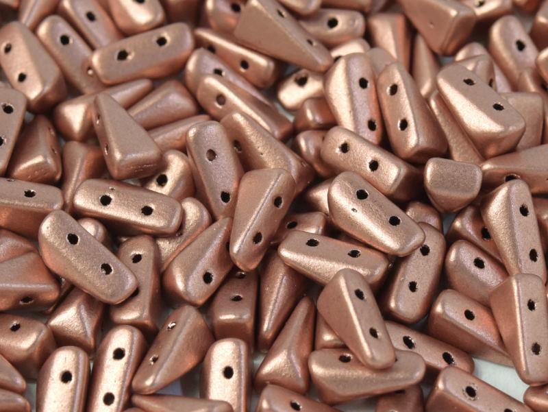 Vexolo® beads 5x8 mm, 2 Holes, Vintage Copper, Czech Glass