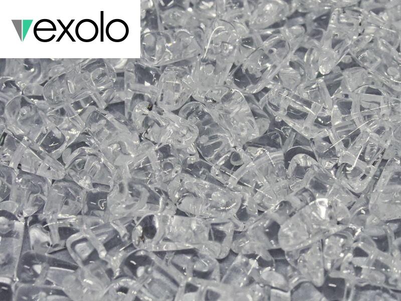 Vexolo® beads 5x8 mm, 2 Holes, Crystal, Czech Glass